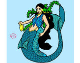 Dibujo Sirena con larga melena pintado por yola-2