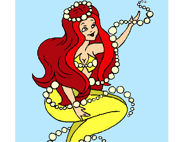 Dibujo Sirena entre burbujas pintado por yola-2