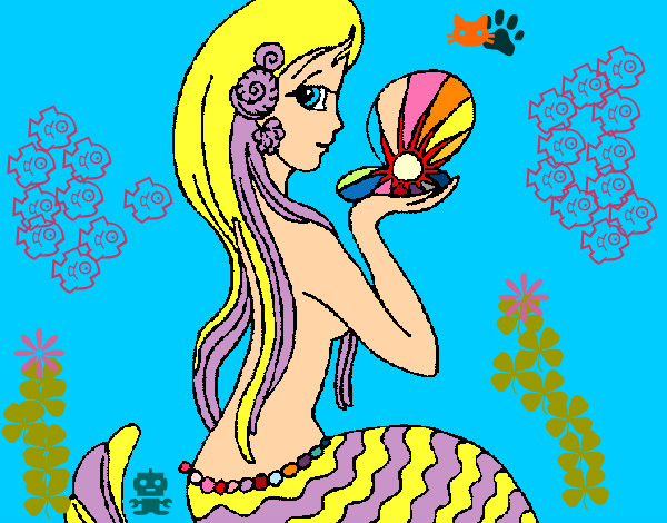 Dibujo Sirena y perla pintado por mariana111