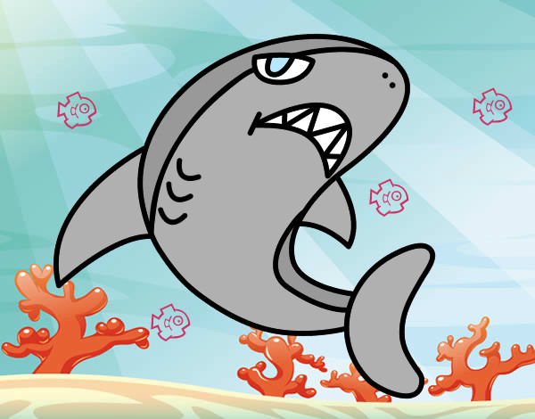 Dibujo Tiburón nadando pintado por santiago13