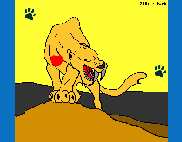 Dibujo Tigre con afilados colmillos pintado por hhjk