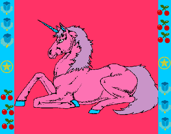 Dibujo Unicornio sentado pintado por AlejitaDmL