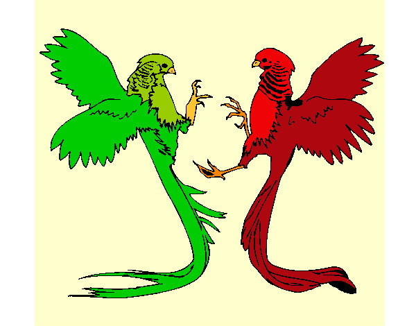 Dibujo Aves con largas colas pintado por Manuxanero