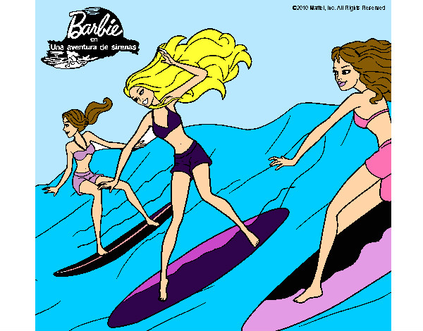 Dibujo Barbie de nuevo con sus amigas pintado por Camitini
