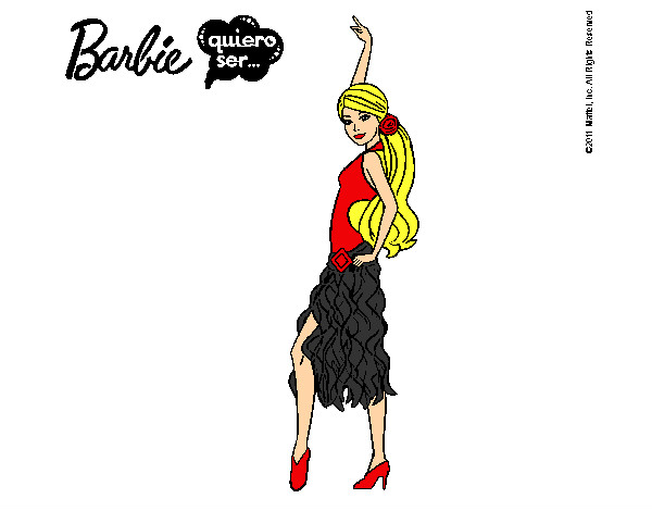 Dibujo Barbie flamenca pintado por taniafrias