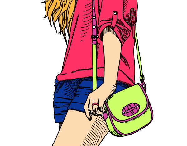 Dibujo Chica con bolso pintado por canisha