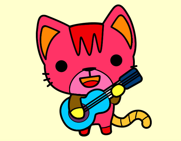 Dibujo Gato guitarrista pintado por KarmenJB