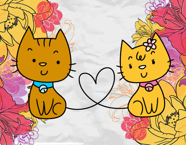 Dibujo Gatos enamorados pintado por Camitini