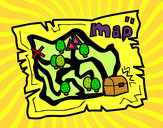 Dibujo Mapa del tesoro pintado por tampones
