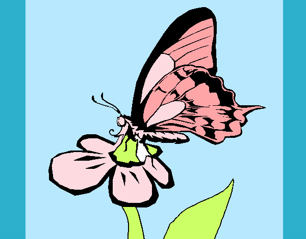 Dibujo Mariposa en una flor pintado por Camitini