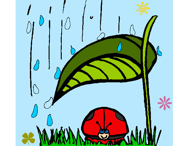 Dibujo Mariquita protegida de la lluvia pintado por pirincess
