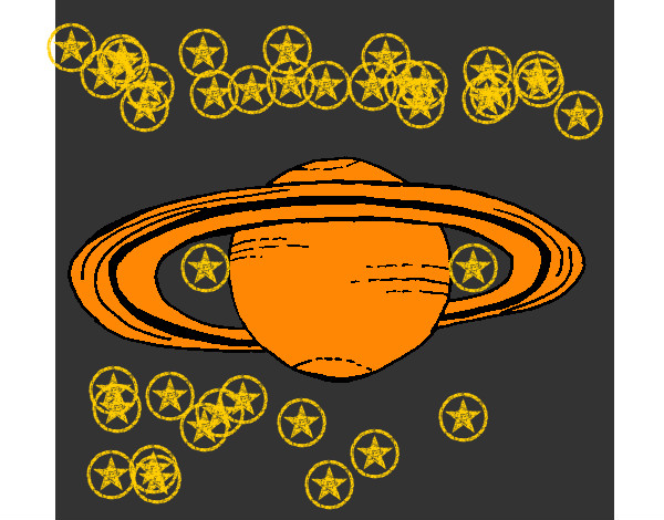 Dibujo Saturno pintado por bombibombi