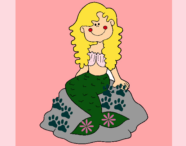Dibujo Sirena sentada en una roca pintado por Camitini