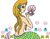 Dibujo Sirena y perla pintado por canisha