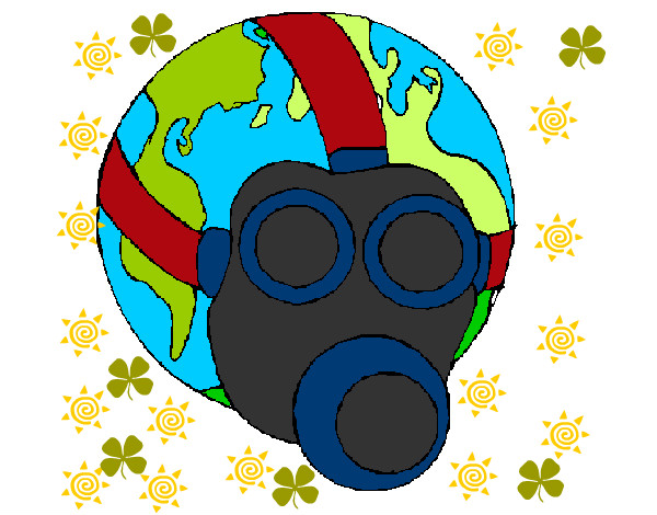 Dibujo Tierra con máscara de gas pintado por llinagirls