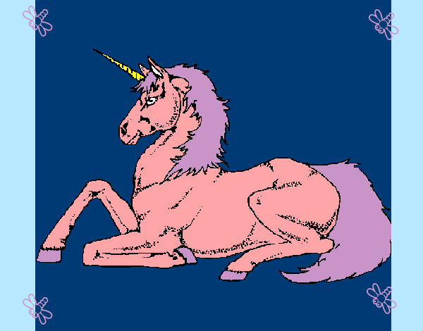 Dibujo Unicornio sentado pintado por alexialele