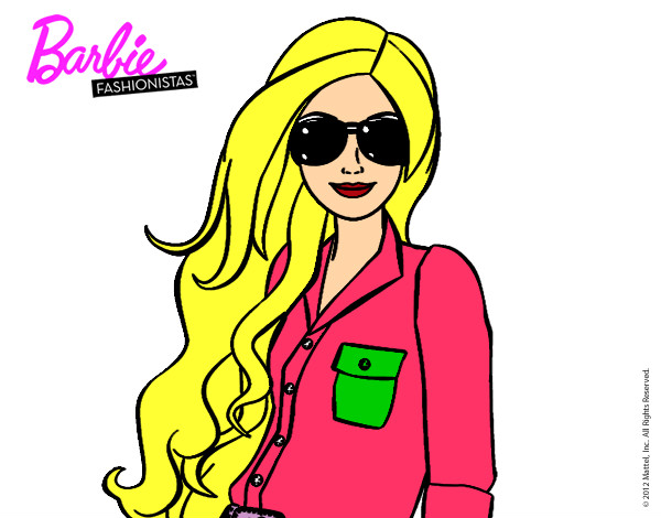 Dibujo Barbie con gafas de sol pintado por melanie-22