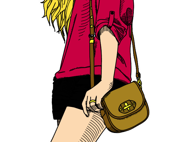 Dibujo Chica con bolso pintado por Anelim
