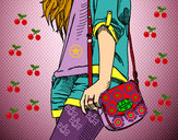 Dibujo Chica con bolso pintado por SARADIBUS