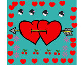 Dibujo Dos corazones con una flecha pintado por maira4933
