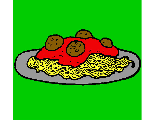 Dibujo Espaguetis con carne pintado por minium 