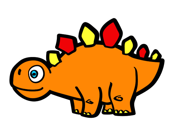 Dibujo Estegosaurio joven pintado por minium 