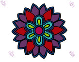 Dibujo Mándala con forma de flor weiss pintado por pulgita 