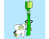 Dibujo Muela y cepillo de dientes pintado por josefa1002