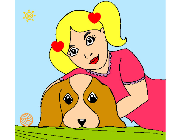 Dibujo Niña abrazando a su perro pintado por yalin