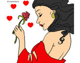 Dibujo Princesa con una rosa pintado por albusiaaa