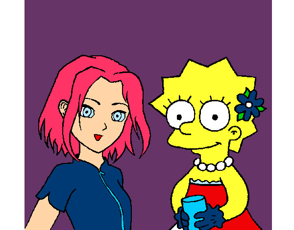 Dibujo Sakura y Lisa pintado por sleather