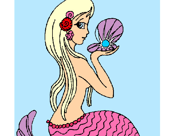 Dibujo Sirena y perla pintado por acuamarin