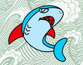 Dibujo Tiburón nadando pintado por jorge312