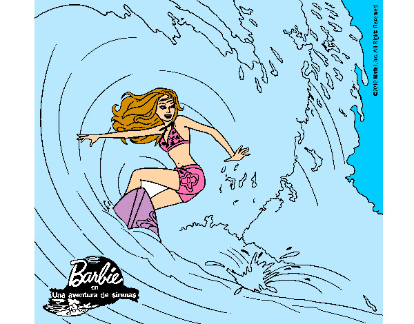Dibujo Barbie practicando surf pintado por maira4933