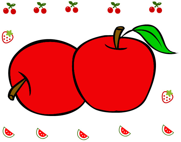 Dibujo Dos manzanas pintado por manuelll