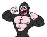 Dibujo Gorila fuerte pintado por sach