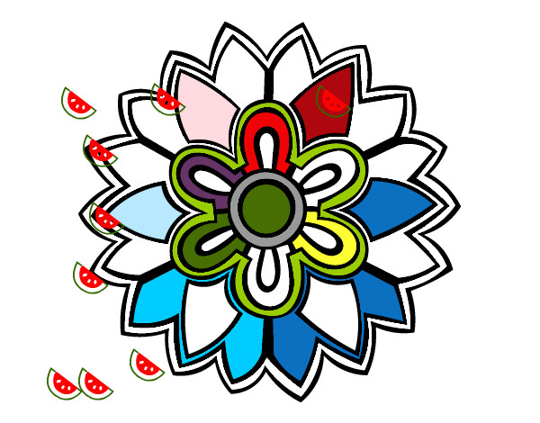 Dibujo Mándala con forma de flor weiss pintado por Mariana10v