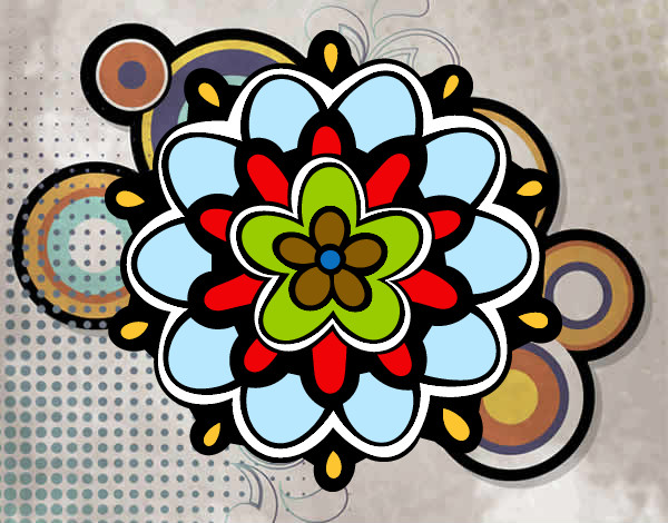 Dibujo Mándala con una flor pintado por carlos50