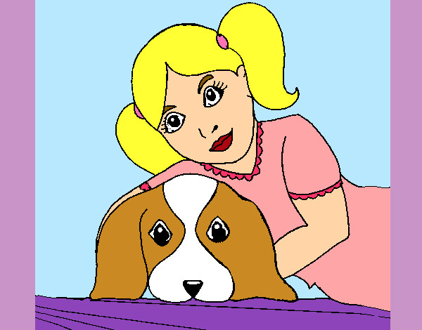 Dibujo Niña abrazando a su perro pintado por Aineta