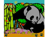 Dibujo Oso panda y bambú pintado por koqe