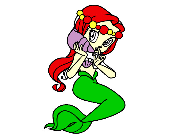 Dibujo Sirena con una caracola pintado por egladis