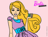 Dibujo Barbie con su vestido con lazo pintado por clowden200