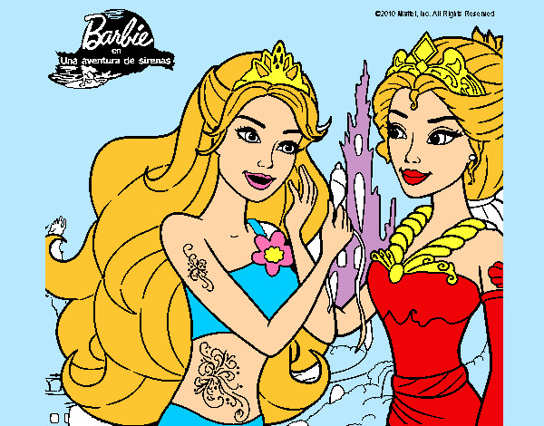 Dibujo Barbie se despiede de la reina sirena pintado por clowden200