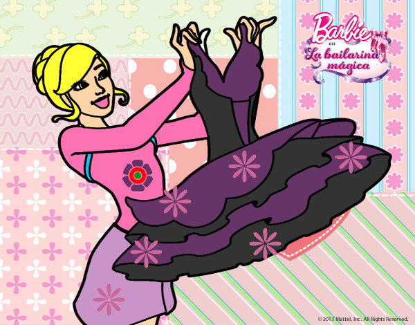 Dibujo Barbie y su vestido de ballet pintado por luna280