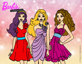 Dibujo Barbie y sus amigas vestidas de fiesta pintado por clowden200