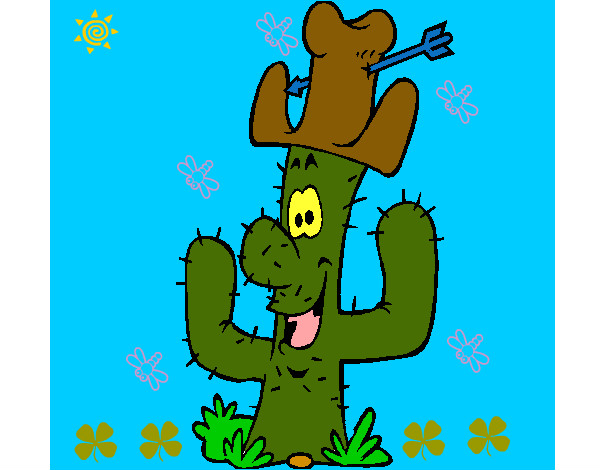 Dibujo Cactus con sombrero pintado por angelusss
