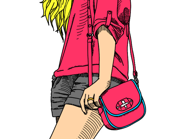 Dibujo Chica con bolso pintado por pekke