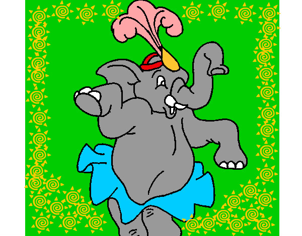 Dibujo Elefante bailando pintado por drin