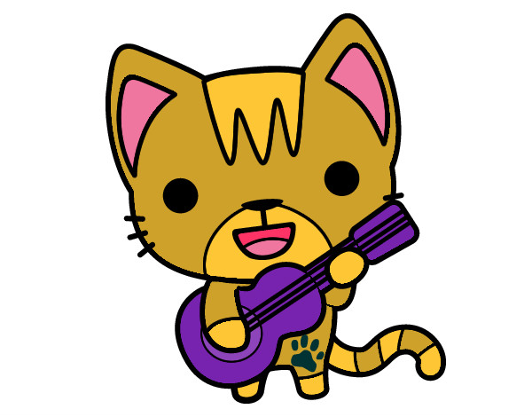 Dibujo Gato guitarrista pintado por CamilaSwag