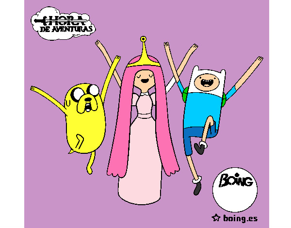 Dibujo Jake, Princesa Chicle y Finn pintado por twayanna
